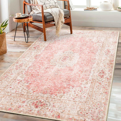 Pink Rug 3x5,Washable Area Rugs for Bedroom Living Room