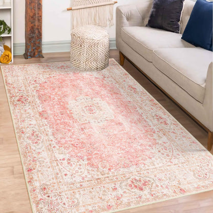 Pink Rug 3x5,Washable Area Rugs for Bedroom Living Room