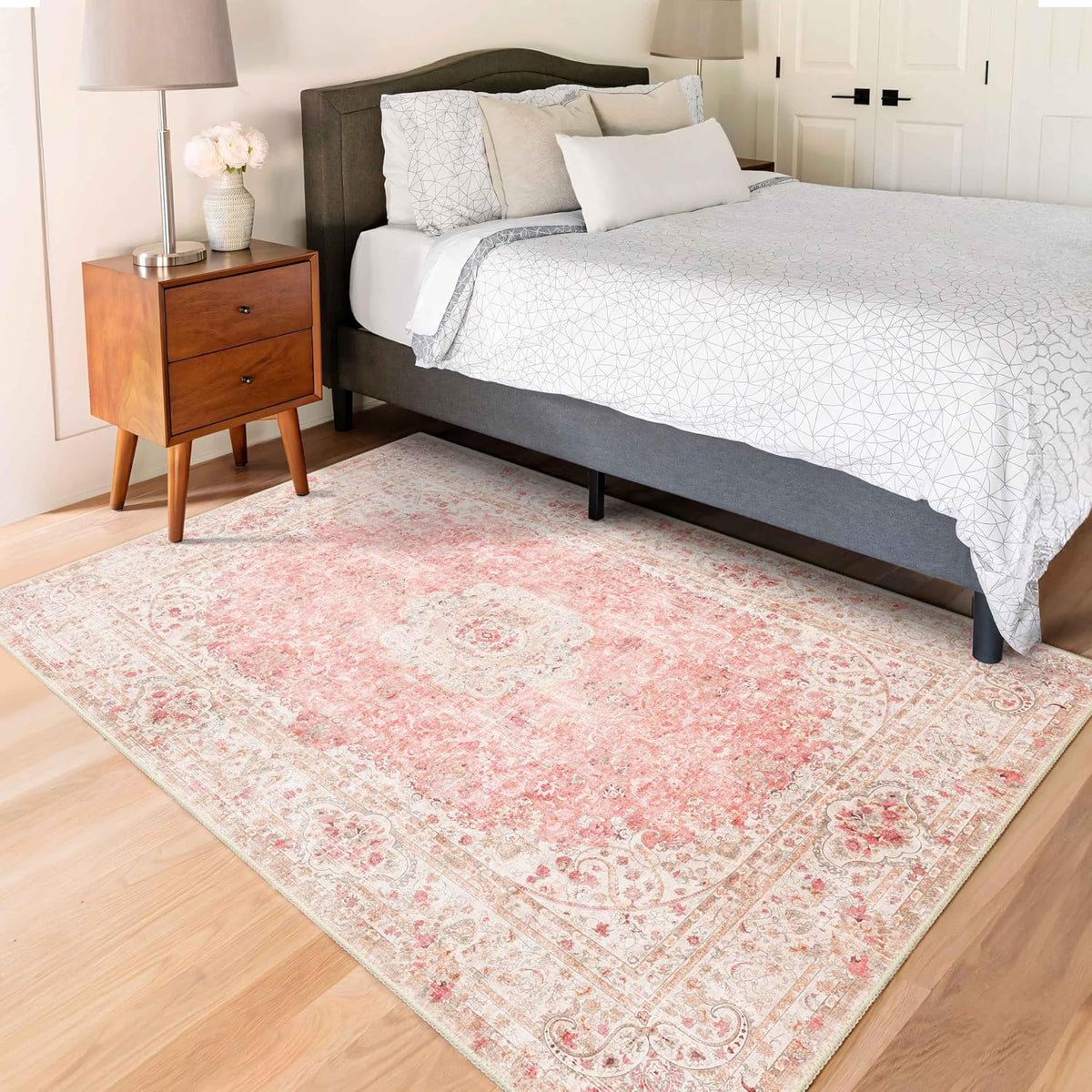 Pink Rug 3x5,Washable Area Rugs for Bedroom Living Room