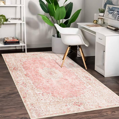 Pink Rug 3x5,Washable Area Rugs for Bedroom Living Room