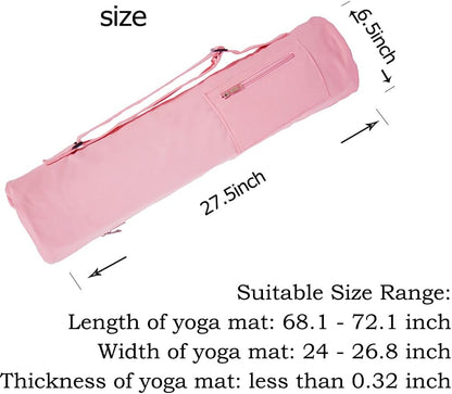 Cotton yoga mat bag with Pockets and Adjustable Strap - Full Zip Cargo Yoga Mat Carrier Bag - Bag for 1/4" 1/3" Thick Yoga Mat