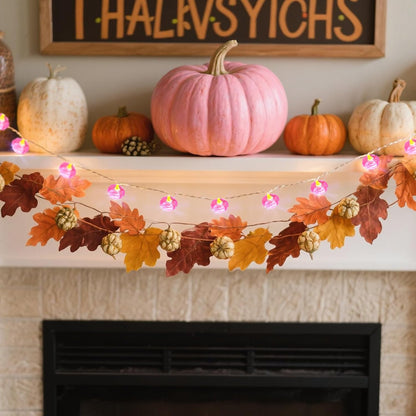 2 Pcs Pink String Pumpkin Lights Pink Fall Thanksgiving Decor