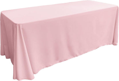 Polyester Poplin Washable Rectangular Tablecloth, Stain and Wrinkle Resistant Table Cover 90x132, Fabric Table Cloth for Dinning, Kitchen, Party, Holiday 90 by 132-Inch, Pink Light