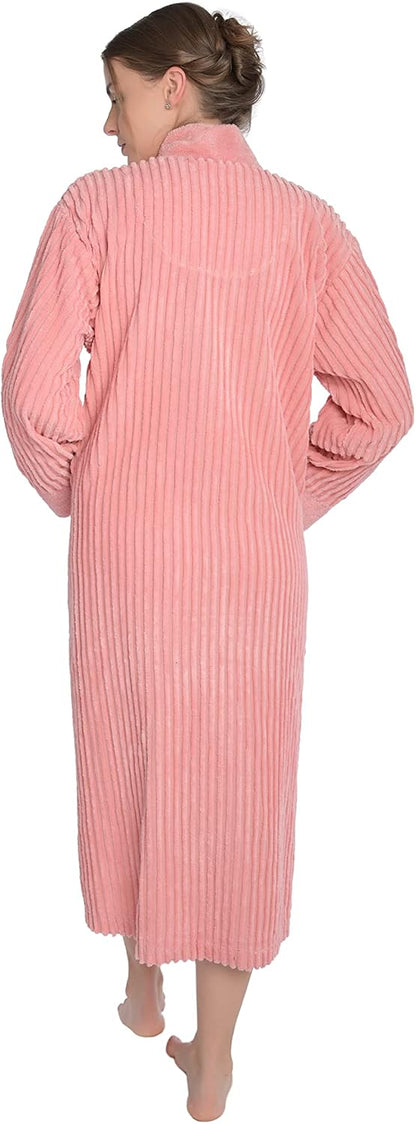 Women's Chenille Button Front Robe Bathrobe