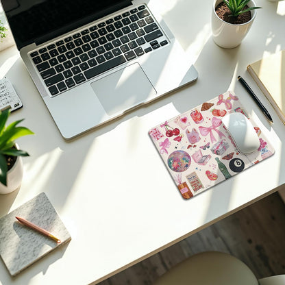 Coquette Pink Y2K Aesthetic Mouse Pad, Cute Preppy Pink Girly Collage Mouse Pads Mousepad for Desk Home Office Dorm Computers Laptop, Trendy Girly Office Supplies Desk Accessories, 9.5x7.9 Inch