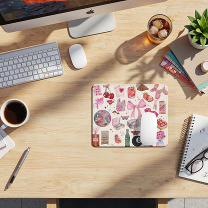 Coquette Pink Y2K Aesthetic Mouse Pad, Cute Preppy Pink Girly Collage Mouse Pads Mousepad for Desk Home Office Dorm Computers Laptop, Trendy Girly Office Supplies Desk Accessories, 9.5x7.9 Inch
