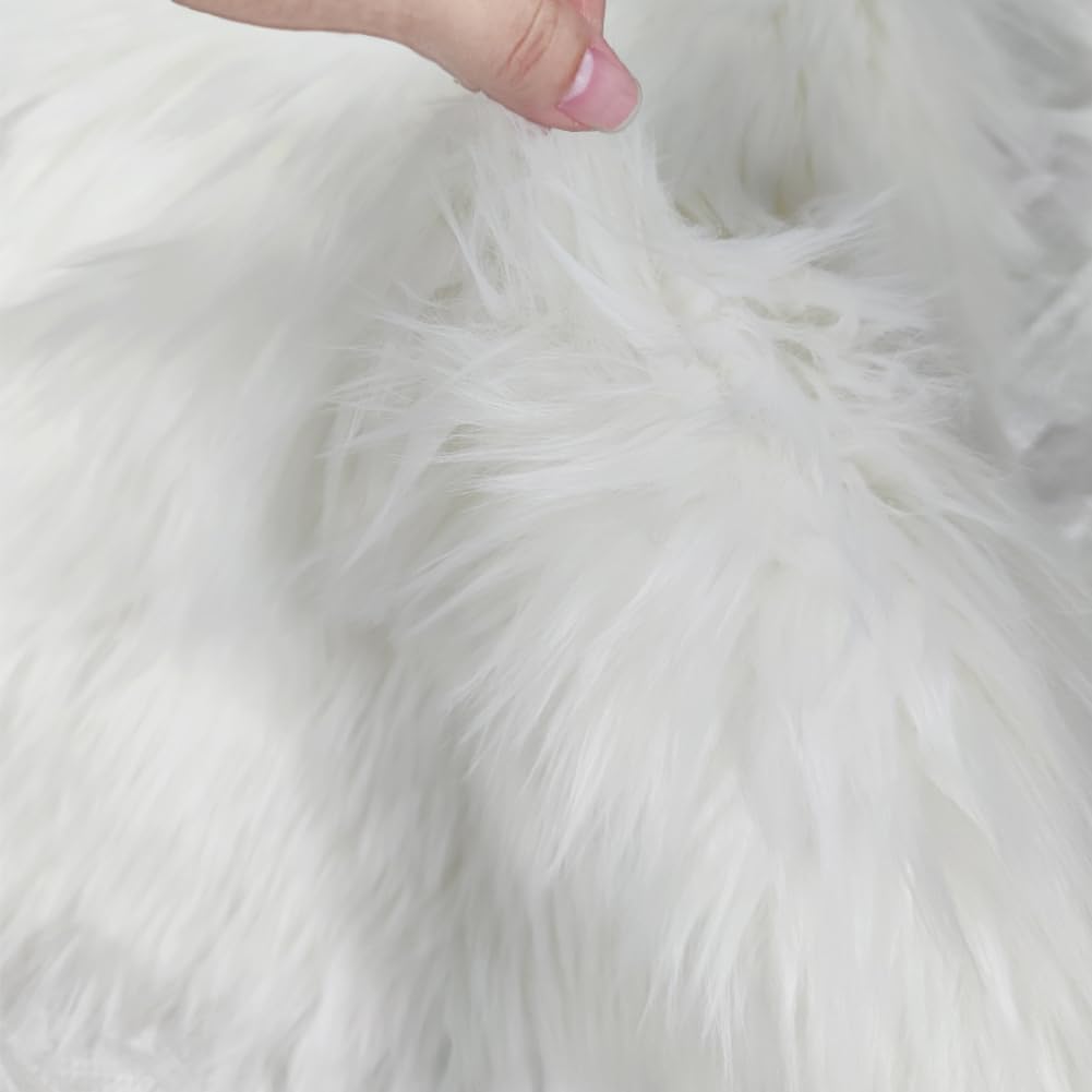 Faux Fur Sheepskin Square Chair Cover Seat Pad Wool Area Rugs Mat Carpet (Pink,1.1 x 1.1Ft)