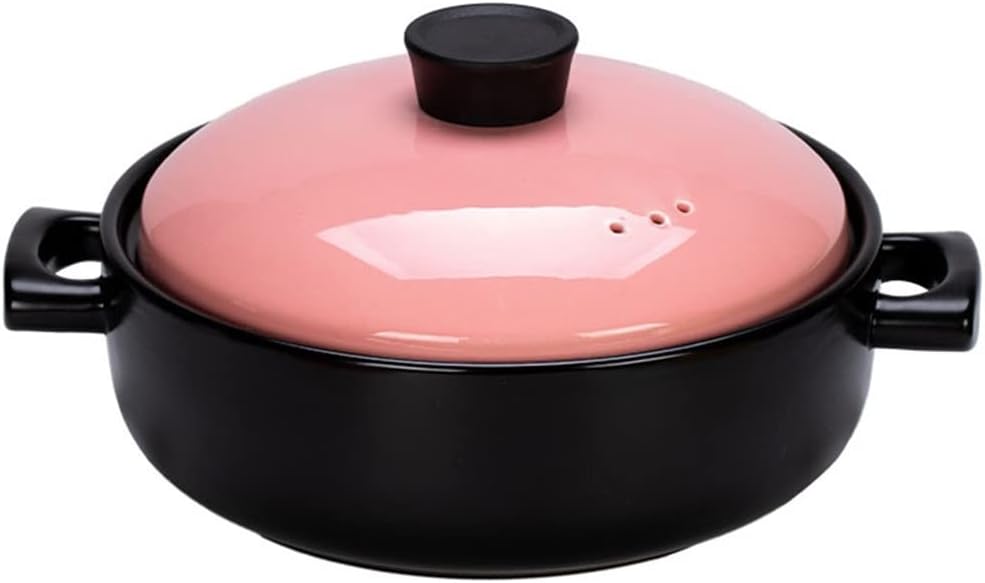 3.8l Yellow Ceramic Soup Pot - Durable Casserole with Lid, Perfect for Stews, Rice, and Family Meals - Versatile Stockpot for Every Kitchen Pink 3.8 litres