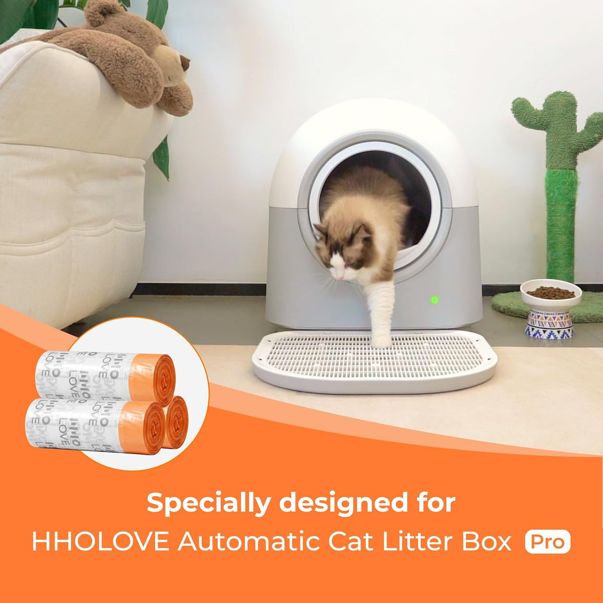 Self Cleaning Litter Box Liner (60 Count), 60L Automatic Litter Box - Extra Large, No More Scoop, Anti-Pinch for Cats 3-22lbs, Advanced Odor Control (Pink)