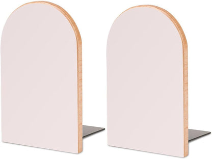 Fashion Beech Wood Bookends, Heavy Duty Bookends, Non Skid Bookend for Shelves, Book Stand for Books/CDs (1 Pair) Light Pink