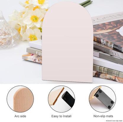 Fashion Beech Wood Bookends, Heavy Duty Bookends, Non Skid Bookend for Shelves, Book Stand for Books/CDs (1 Pair) Light Pink