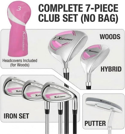 8-Piece Right & Left Hand Complete Golf Club Set for Men & Women: Wood, Hybrid, Irons, Putter & Bag - Beginner Friendly, High Distance & Accuracy