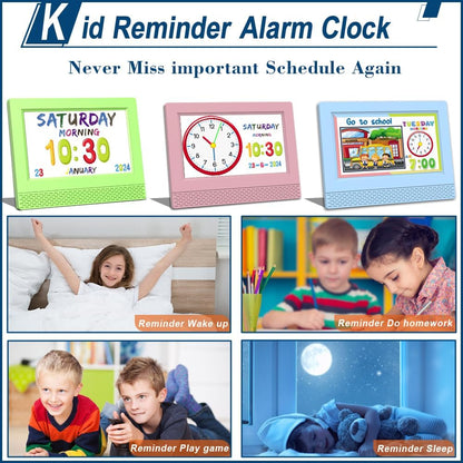 Kids Digital Alarm Clock Colorful, 7" Large LED Time Display Children's Sleep Trainer, Eye-Caring Digital Clock for Girls Boys Bedrooms Bedside, 17 Alarm Clock Settings Easy to Use Kids Birthday Gift