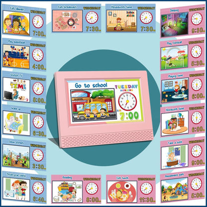 Kids Digital Alarm Clock Colorful, 7" Large LED Time Display Children's Sleep Trainer, Eye-Caring Digital Clock for Girls Boys Bedrooms Bedside, 17 Alarm Clock Settings Easy to Use Kids Birthday Gift
