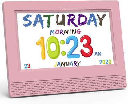 Kids Digital Alarm Clock Colorful, 7" Large LED Time Display Children's Sleep Trainer, Eye-Caring Digital Clock for Girls Boys Bedrooms Bedside, 17 Alarm Clock Settings Easy to Use Kids Birthday Gift