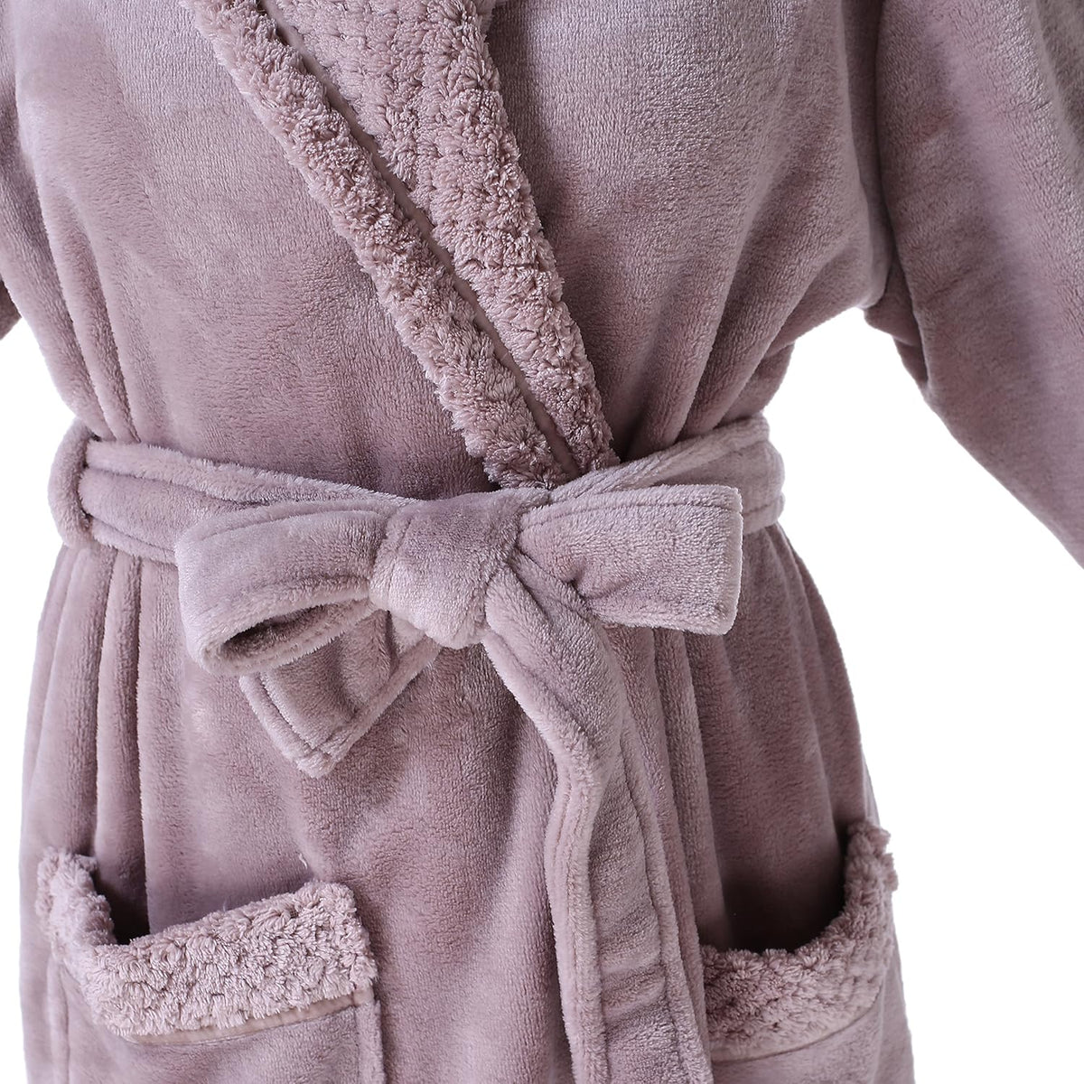 Women's Plush Fleece Bathrobe, Soft Warm Cozy Robe, Long Sleeve Bath Robe for Women, RH1591