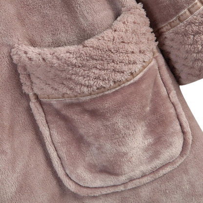 Women's Plush Fleece Bathrobe, Soft Warm Cozy Robe, Long Sleeve Bath Robe for Women, RH1591