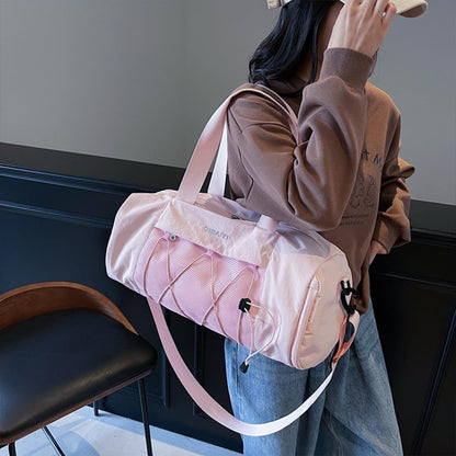 Sports Gym Bag with Wet Dry Compartment, Shoe Storage, Mesh Front Pocket, Luggage Sleeve (Pink)