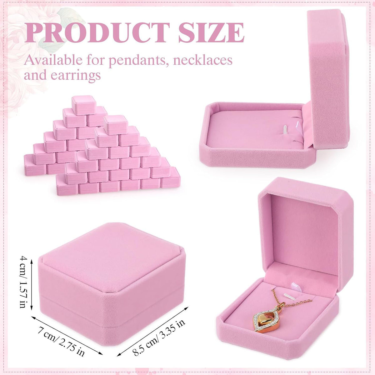 24 Pcs Pink Velvet Jewelry Gift Boxes Bulk