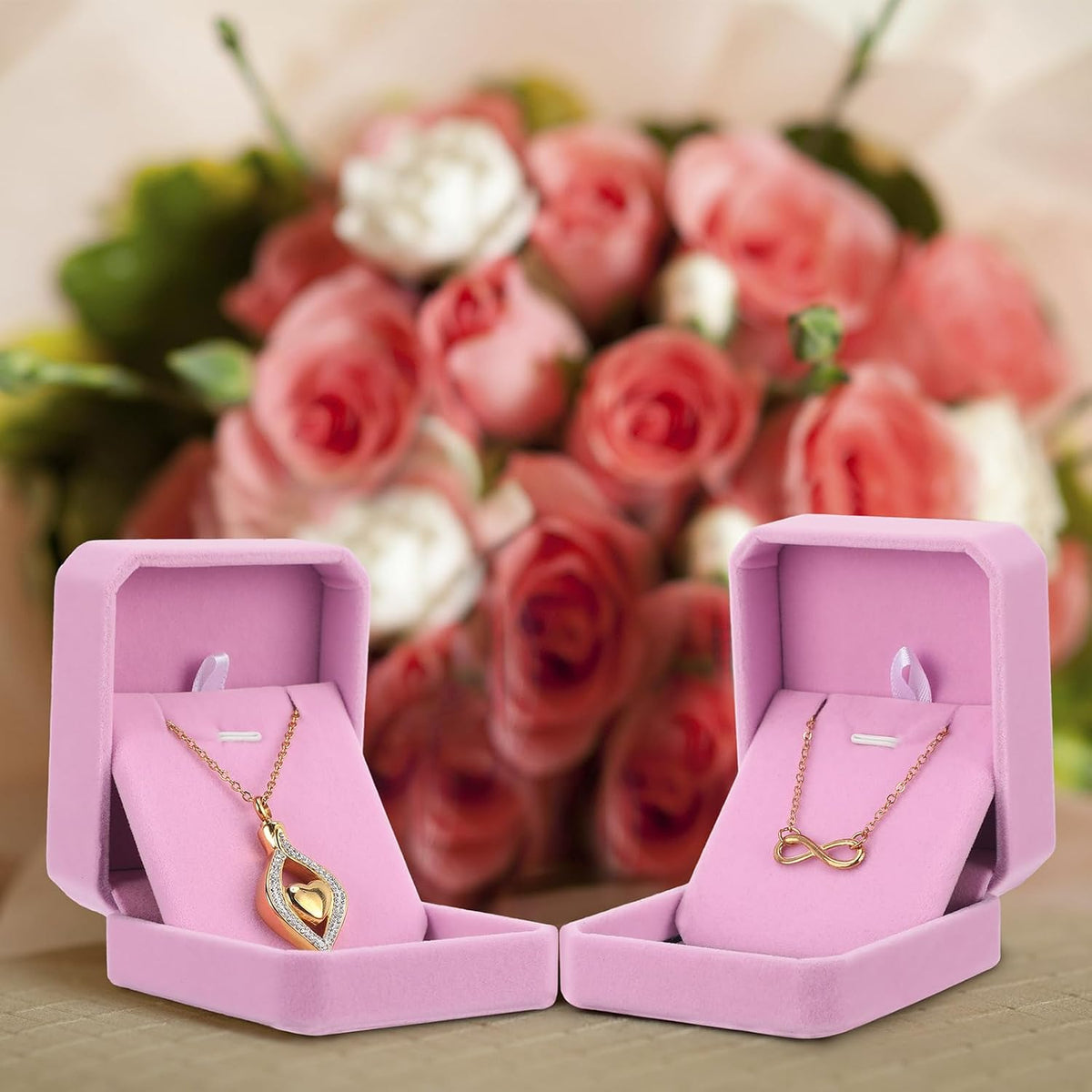 24 Pcs Pink Velvet Jewelry Gift Boxes Bulk