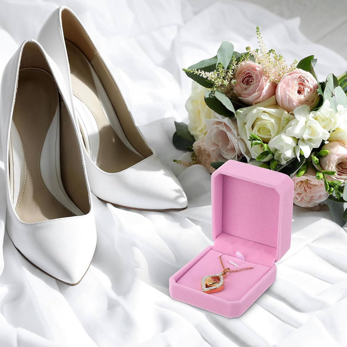 24 Pcs Pink Velvet Jewelry Gift Boxes Bulk