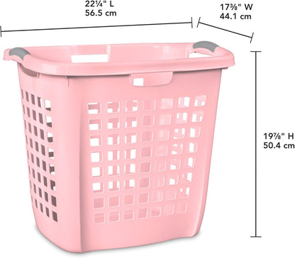 4-Pack Ultra Easy Carry Laundry Basket, Plastic Clothes Hamper Bin w/Comfort Grip Handles & Rim, 2.1 Bushel Capacity, Pink Frost
