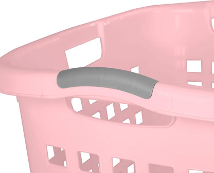 4-Pack Ultra Easy Carry Laundry Basket, Plastic Clothes Hamper Bin w/Comfort Grip Handles & Rim, 2.1 Bushel Capacity, Pink Frost