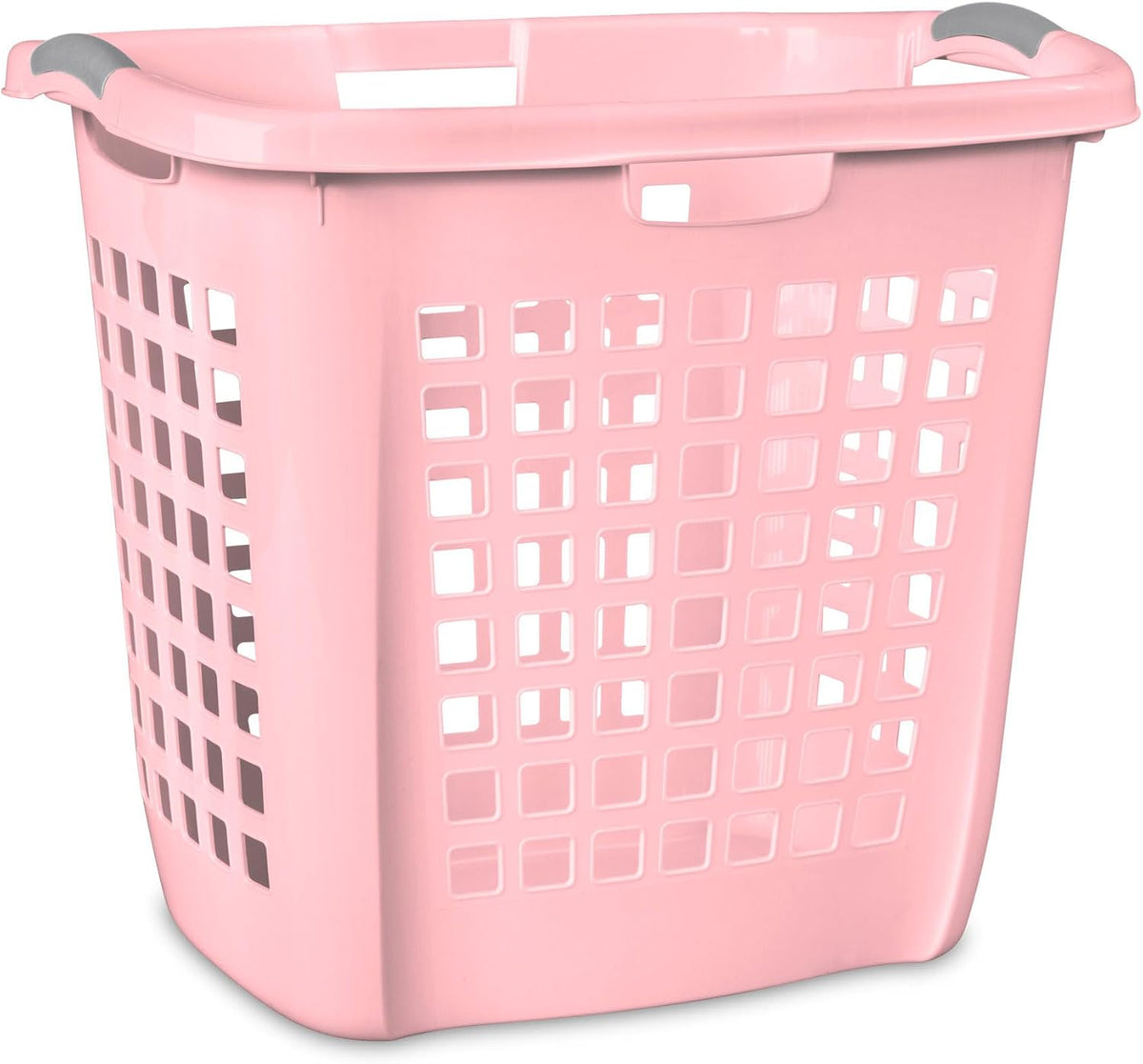 4-Pack Ultra Easy Carry Laundry Basket, Plastic Clothes Hamper Bin w/Comfort Grip Handles & Rim, 2.1 Bushel Capacity, Pink Frost