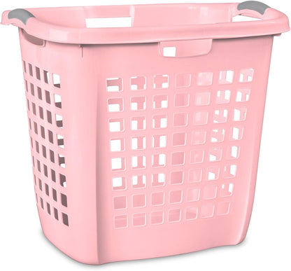 4-Pack Ultra Easy Carry Laundry Basket, Plastic Clothes Hamper Bin w/Comfort Grip Handles & Rim, 2.1 Bushel Capacity, Pink Frost
