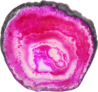1PC 3-4.3" Pink Agate Slices Geode Stones Place Card