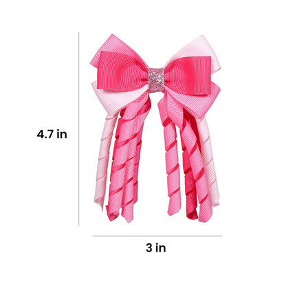 Valentine Hair Bow Clips 3 Inch Curly Ribbon Hair Clips Girls Handmade Cheer Hair Accessories for Valentine's Day Party Decor, Pink&Rose Red&Light Pink