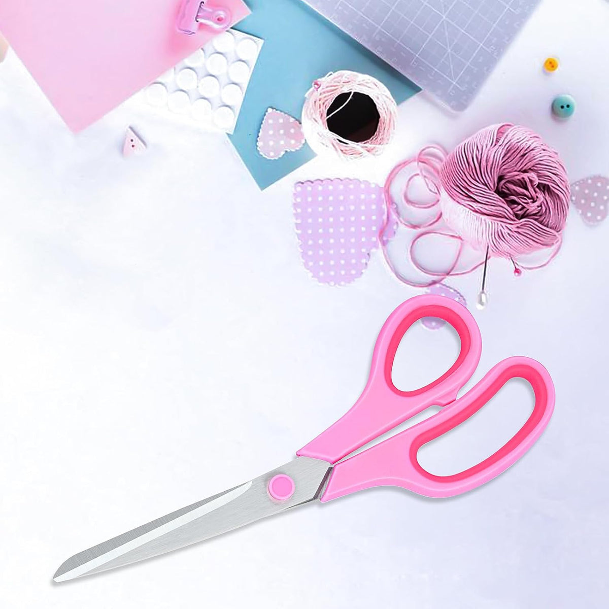 Scissors for Office Home School Craft Sewing Fabric Supplies(Pink), 8 Inch