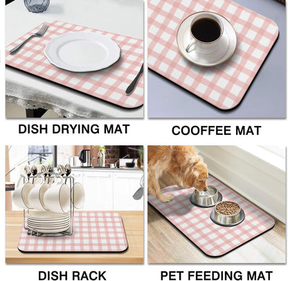 Dish Drying Mat 2-Pack in Rose Floral for Kitchen Counter Dishes Mat