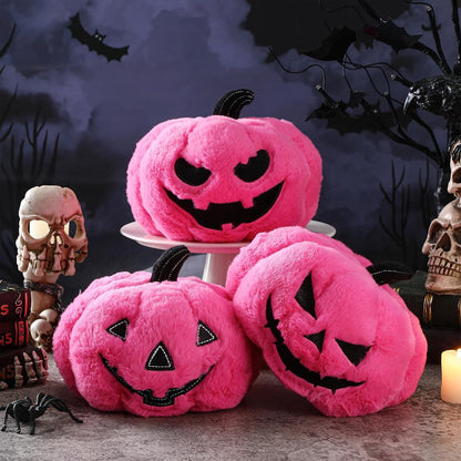 3 Pack Halloween Pink Pumpkin Throw Pillows