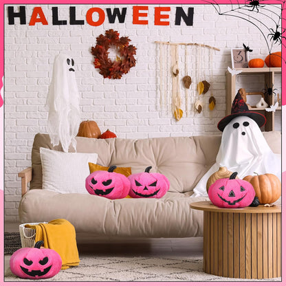 3 Pack Halloween Pink Pumpkin Throw Pillows