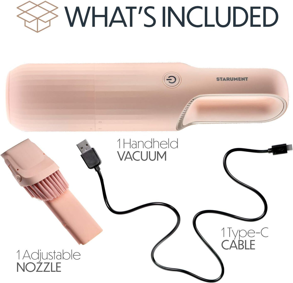 Portable Hand Vacuum Cleaner for Dust Pet Hair Dirt Home Car Interior, Furniture Lightweight Easy to Use, Compact Design Battery Rechargeable with USB-C Cable Pink