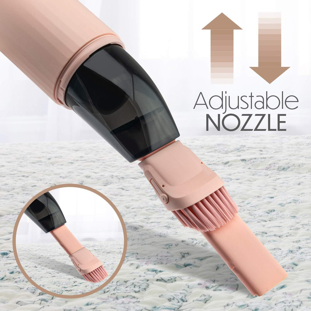 Portable Hand Vacuum Cleaner for Dust Pet Hair Dirt Home Car Interior, Furniture Lightweight Easy to Use, Compact Design Battery Rechargeable with USB-C Cable Pink