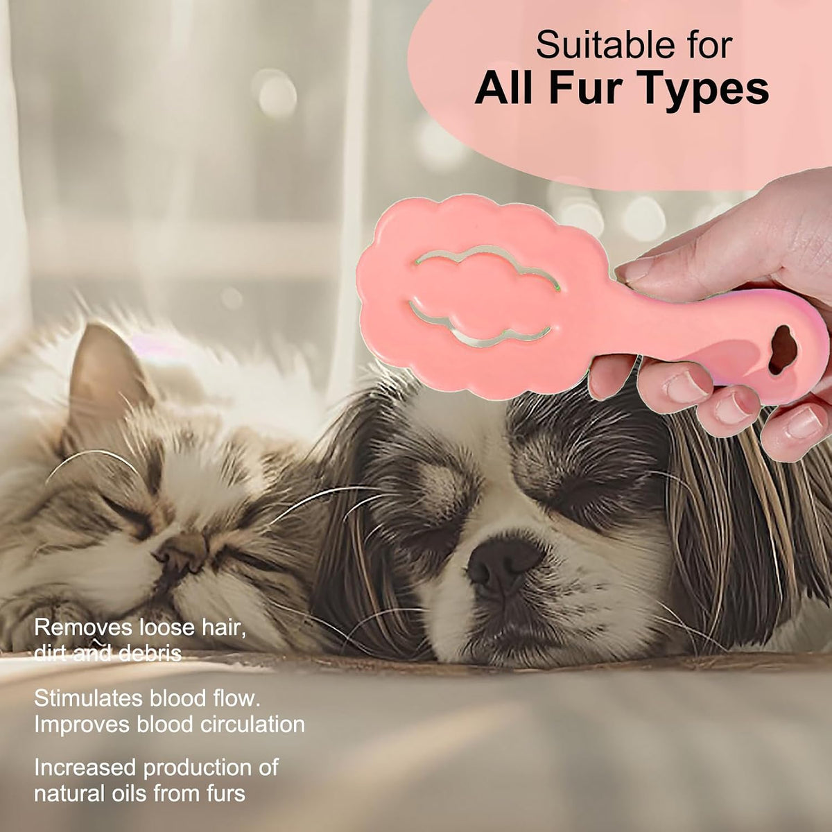 Cloud Shape Small Dog Grooming Brush - Soft Bristle Brush for Gentle Detangling & Massage - Ideal for Maltese, Shih Tzus, Yorkies, and Puppies - Portable & Durable Design, Pink