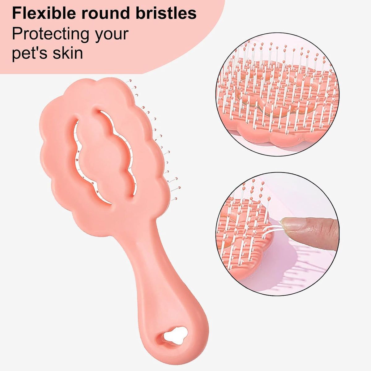 Cloud Shape Small Dog Grooming Brush - Soft Bristle Brush for Gentle Detangling & Massage - Ideal for Maltese, Shih Tzus, Yorkies, and Puppies - Portable & Durable Design, Pink