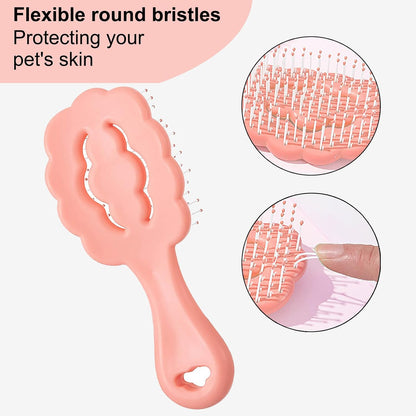 Cloud Shape Small Dog Grooming Brush - Soft Bristle Brush for Gentle Detangling & Massage - Ideal for Maltese, Shih Tzus, Yorkies, and Puppies - Portable & Durable Design, Pink