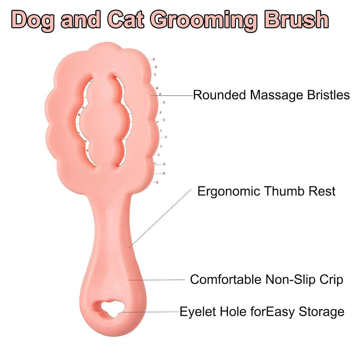 Cloud Shape Small Dog Grooming Brush - Soft Bristle Brush for Gentle Detangling & Massage - Ideal for Maltese, Shih Tzus, Yorkies, and Puppies - Portable & Durable Design, Pink