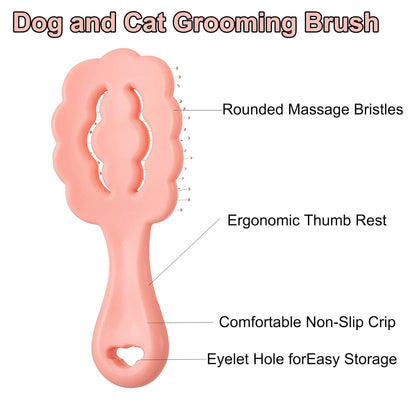 Cloud Shape Small Dog Grooming Brush - Soft Bristle Brush for Gentle Detangling & Massage - Ideal for Maltese, Shih Tzus, Yorkies, and Puppies - Portable & Durable Design, Pink