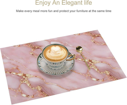 Pink Gold Marble Placemats