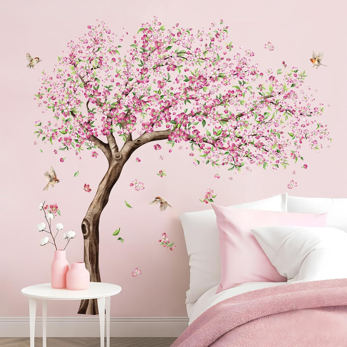 54in H Large Cherry Blossom Tree Wall Decals for Girls Bedroom