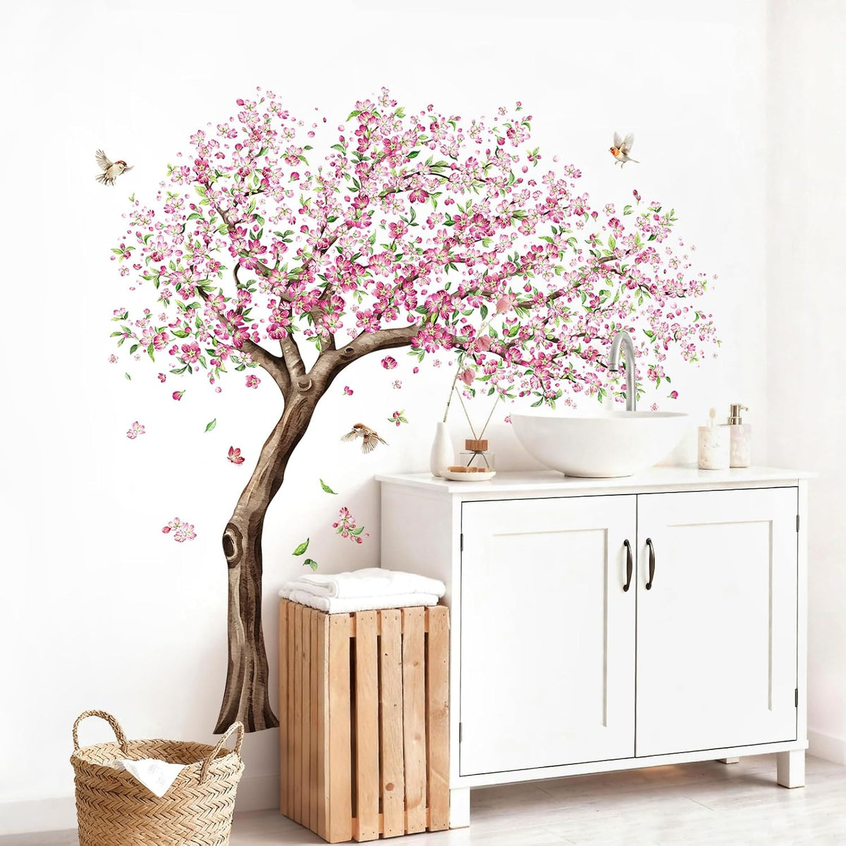 54in H Large Cherry Blossom Tree Wall Decals for Girls Bedroom