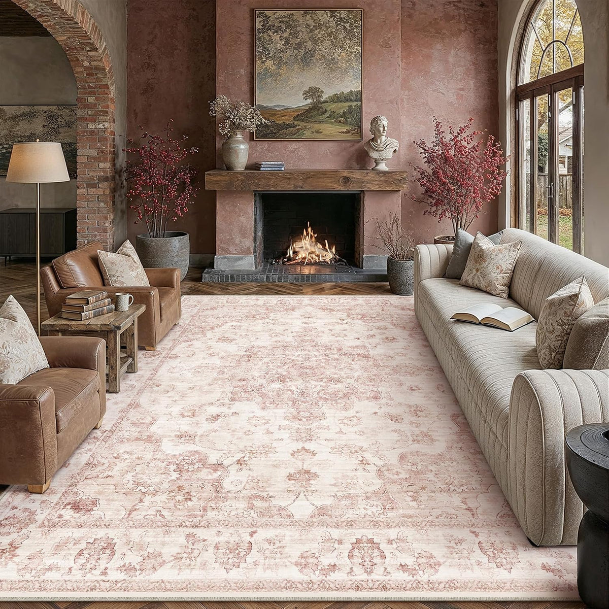 8x10 Pink Neutral Area Rug