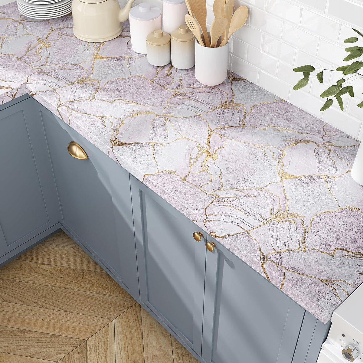 Gold Pink Marble Contact Paper for Countertops Waterproof Peel and Stick Countertops for Kitchen Bathroom 15.7''x118'' Self Adhesive Vinyl Countertop Contact Paper Marble Wallpaper for Counter