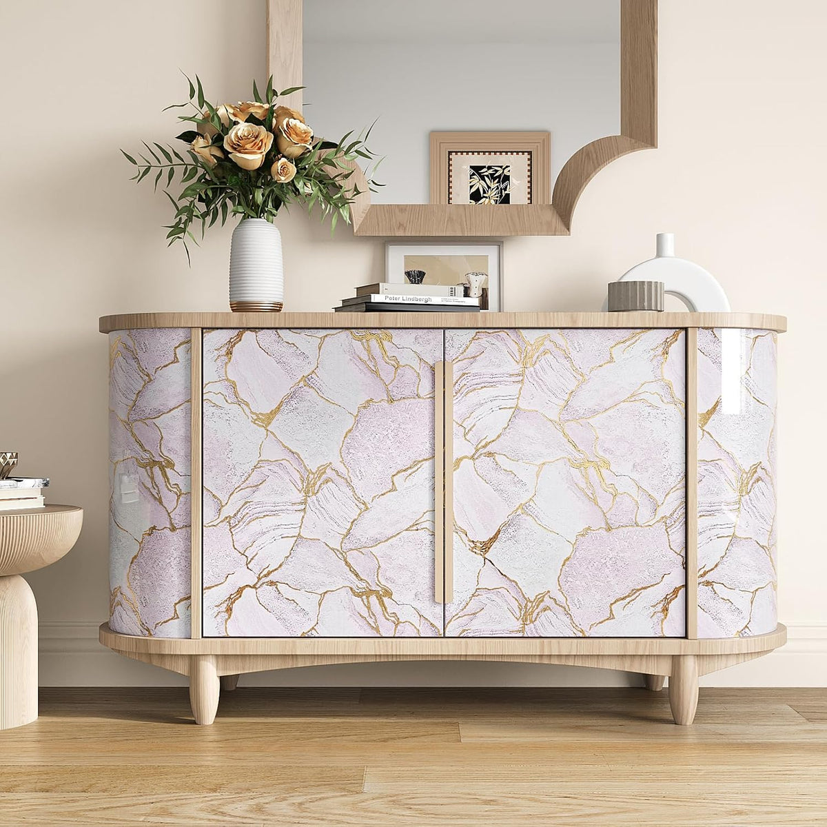 Gold Pink Marble Contact Paper for Countertops Waterproof Peel and Stick Countertops for Kitchen Bathroom 15.7''x118'' Self Adhesive Vinyl Countertop Contact Paper Marble Wallpaper for Counter