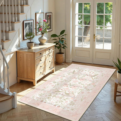 Pink Rug 3x5 Washable Area Rugs for Bedroom Living Room Boho
