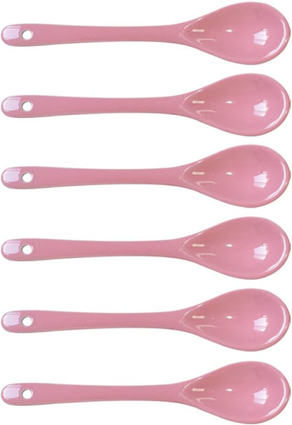 6 pcs Porcelain Egg Spoons Tea Spoon Ceramic Spoons 4.7 inch Coffee Dessert Yogurt Tea Milky Pink